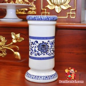 Bộ ban thờ Thổ Địa ba gian sứ trắng sen hồng btt-cc012