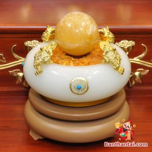 Bộ ban thờ Thổ Địa ba gian sứ trắng sen hồng btt-cc012