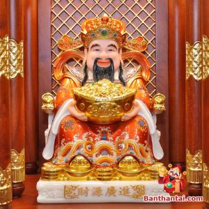 Bộ ban thờ Thổ Địa ba gian sứ trắng sen hồng btt-cc012