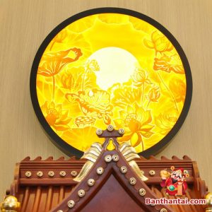 Bộ ban thờ Thổ Địa ba gian sứ trắng sen hồng btt-cc012