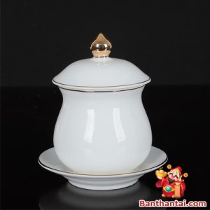 Chóe Thờ Sứ Trắng Viền Vàng