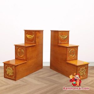 Tam Cấp Ban Thần Tài Họa Tiết Hoa Sen Kim Nguyên Bảo TCBTT001 làm từ gỗ Hương quý hiếm