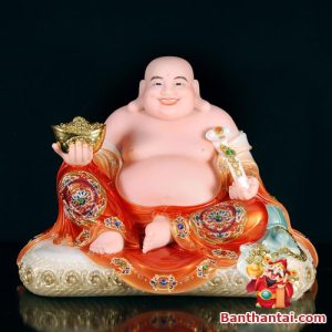 Tượng Ngài Di Lặc áo đỏ tdl-007 tay cầm bát vàng mang đến tài lộc và hạnh phúc