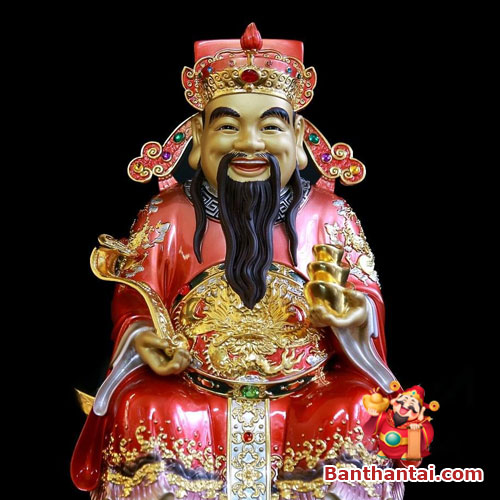 Tượng được thiết kế 1 bên cầm như ý 1 bên cầm thỏi vàng