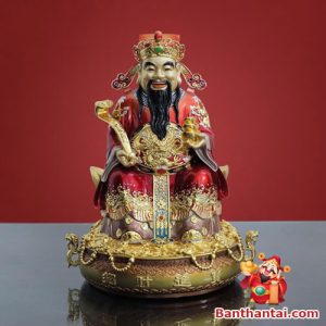 Tượng Thần Như Ý Chiêu Tài Tiến Bảo ttt-046 1 bên cầm thỏi vàng 1 bên cầm gậy như ý