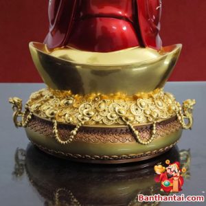 Tượng Thần Như Ý Chiêu Tài Tiến Bảo ngồi trên thỏi vàng lớn