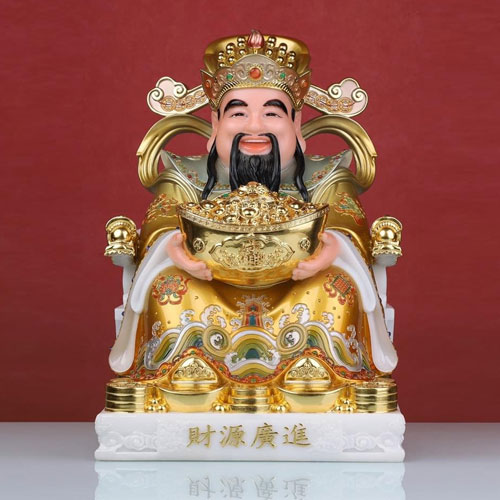 Tượng Thần Như Ý Tài Nguyên Quảng Tiến ttt-047 mang vẻ đẹp với họa tiết dát vàng tinh xảo