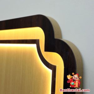 Vách hậu ban thờ Thần Tài Thổ Địa có đèn Led bvh-005