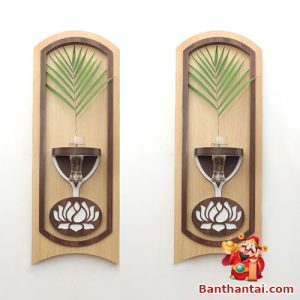 Vách trang trí họa tiết Hoa Sen bvh-002 với hoạ tiết Hoa Sen và lọ hoa decor