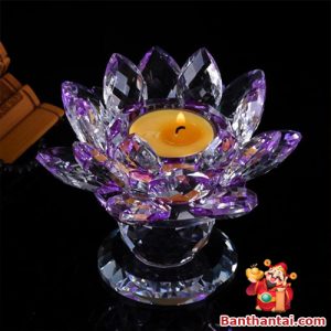 Đế nến Thần Tài pha lê hoa sen nở dntt-006