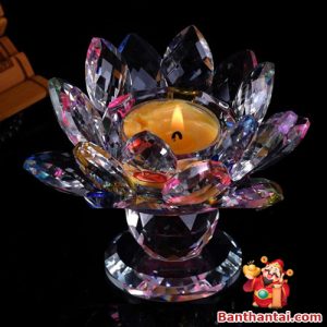 Đế nến Thần Tài pha lê hoa sen nở dntt-006