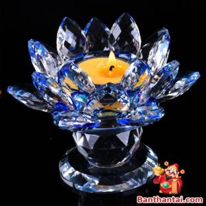 Đế nến Thần Tài pha lê hoa sen nở dntt-006