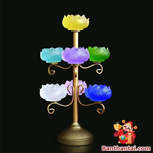 Đế nến Thần Tài lưu ly 7 màu dntt-011