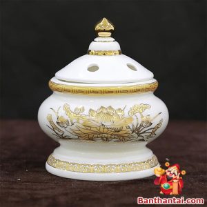 Lư trầm Thần Tài hoa sen vàng lttt-004