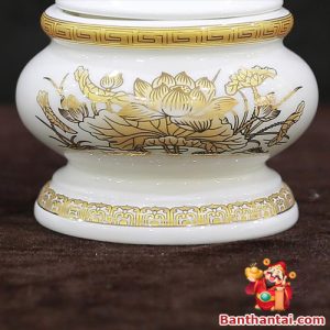 Lư trầm Thần Tài hoa sen vàng lttt-004