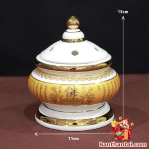 Kích thước cao 15cm, đường kính 11cm – phù hợp đặt bàn thờ Thần Tài, gia tiên