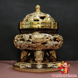 Lư trầm Thần Tài Cưu Long bằng đồng lttt-007