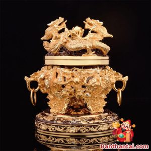 Hình ảnh lư trầm Thần Tài Lưỡng Long tranh châu lttt-010