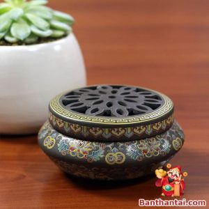 Lư trầm Thần Tài bằng sứ nắp gang lttt-012