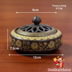 Kích thước 12x7.5cm, nắp đường kính 8cm, trọng lượng 0.3kg