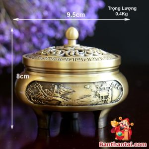 Lư bằng đồng đúc gọn nhẹ, dễ bài trí không gian thờ