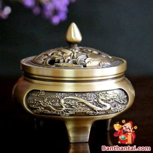 Lư trầm Thần Tài vẽ Rồng Phượng lttt-018
