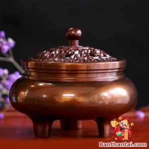 Lư trầm Thần Tài chân cao bằng đồng lttt-020