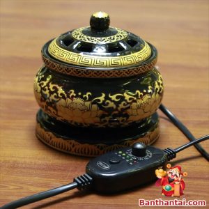 Lư trầm Thần Tài họa tiết hoa sen lttt-022