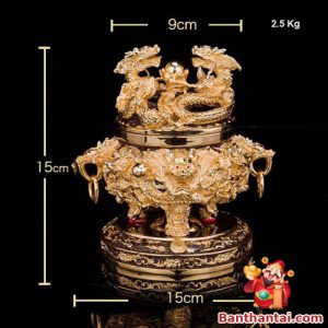 Kích thước 15x15cm, cao 15cm, nặng 2.5kg – lư đồng cao cấp