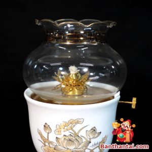 Đèn dầu Thần Tài hoa sen vàng dt-004