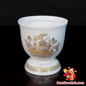 Đèn dầu Thần Tài hoa sen vàng dt-004