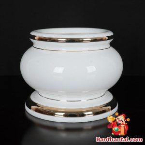 Bát hương Thần Tài sứ trắng viền vàng bhtt-014