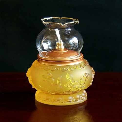 Hình ảnh đèn dầu Thần Tài hoa sen nổi dt-014