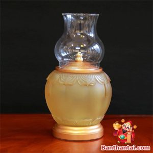Đèn dầu Thần Tài viền hoa bọc đồng dt-015