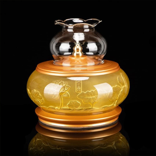 Hình ảnh đèn dầu Thần Tài lưu ly Hà Vận dt-018