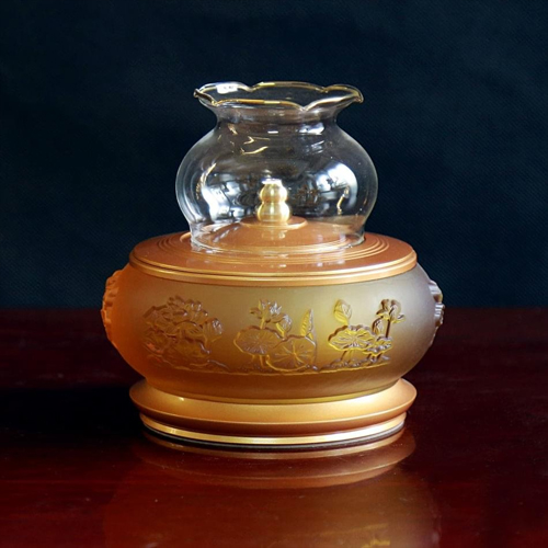 Hình ảnh đèn dầu Thần Tài hoa sen nổi dt-021