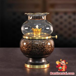 Đèn dầu Thần Tài vân đá đen dt-027