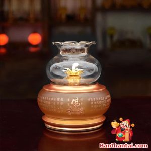 Đèn dầu Thần Tài tâm kinh khắc chìm dt-029