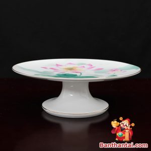 Mâm bồng Thần Tài hoa sen hồng lá xanh mbtt-005