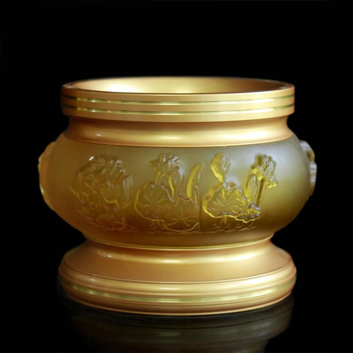Hình ảnh bát hương Thần Tài lưu ly hoa sen nổi bhtt-018