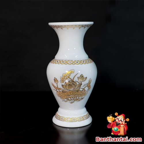 Lọ hoa Thần Tài hoa sen vàng lhtt-005
