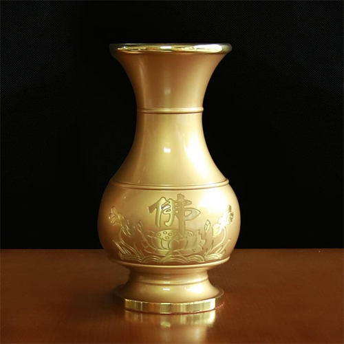 Hình ảnh lọ hoa Thần Tài hoa sen chữ Phật lhtt-011 