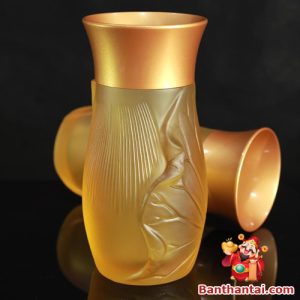 Lọ hoa Thần Tài lưu ly lá sen lhtt-018