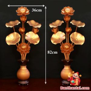 Đôi bình hoa sen Thần Tài với thông số kích thước cụ thể