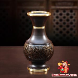 Lọ hoa Thần Tài vân đá đen lhtt-028