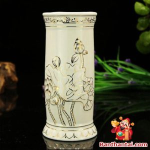 Ống hương Thần Tài trắng viền vàng ohtt-003