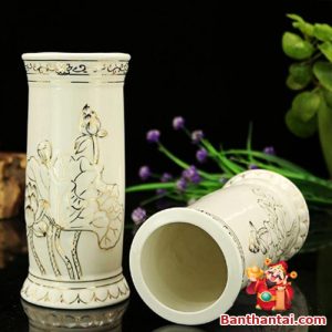 Ống hương Thần Tài trắng viền vàng ohtt-003