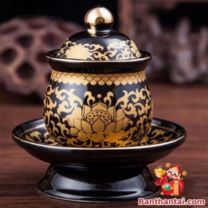 Chén thờ Thần Tài hoa sen vàng cttt-005