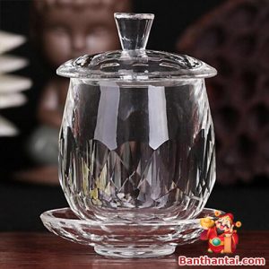 Chén thờ Thần Tài thủy tinh trong suốt cttt-010