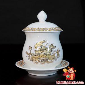 Chén thờ Thần Tài hoa sen vàng cttt-011